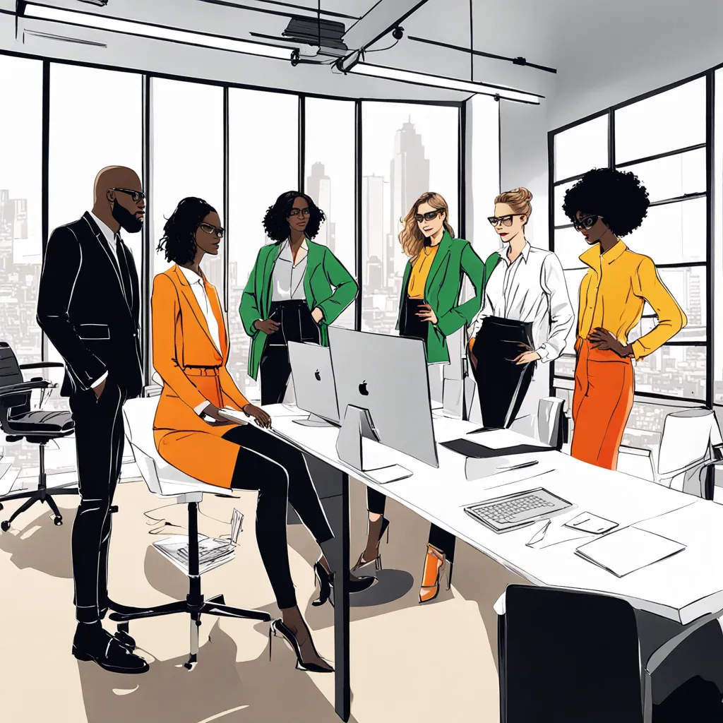 a group of people in an office